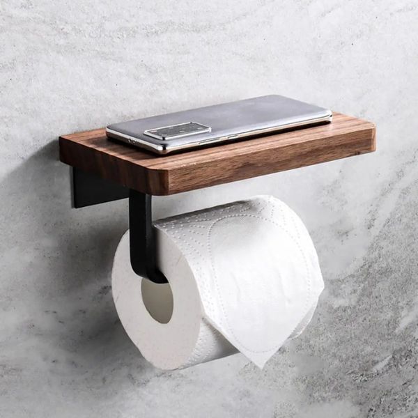 porta papel higiênico de madeira